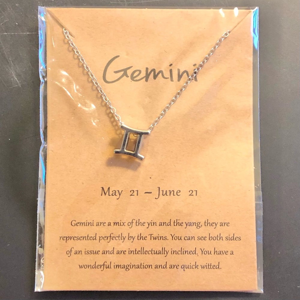 Zodiac Necklace GEMINI choose gold or silver tone